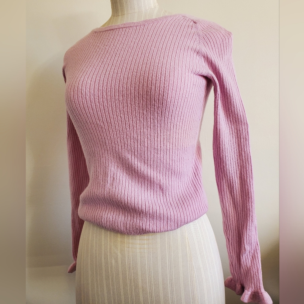 Ann Taylor knit sweater with ruffle-hem sleeve